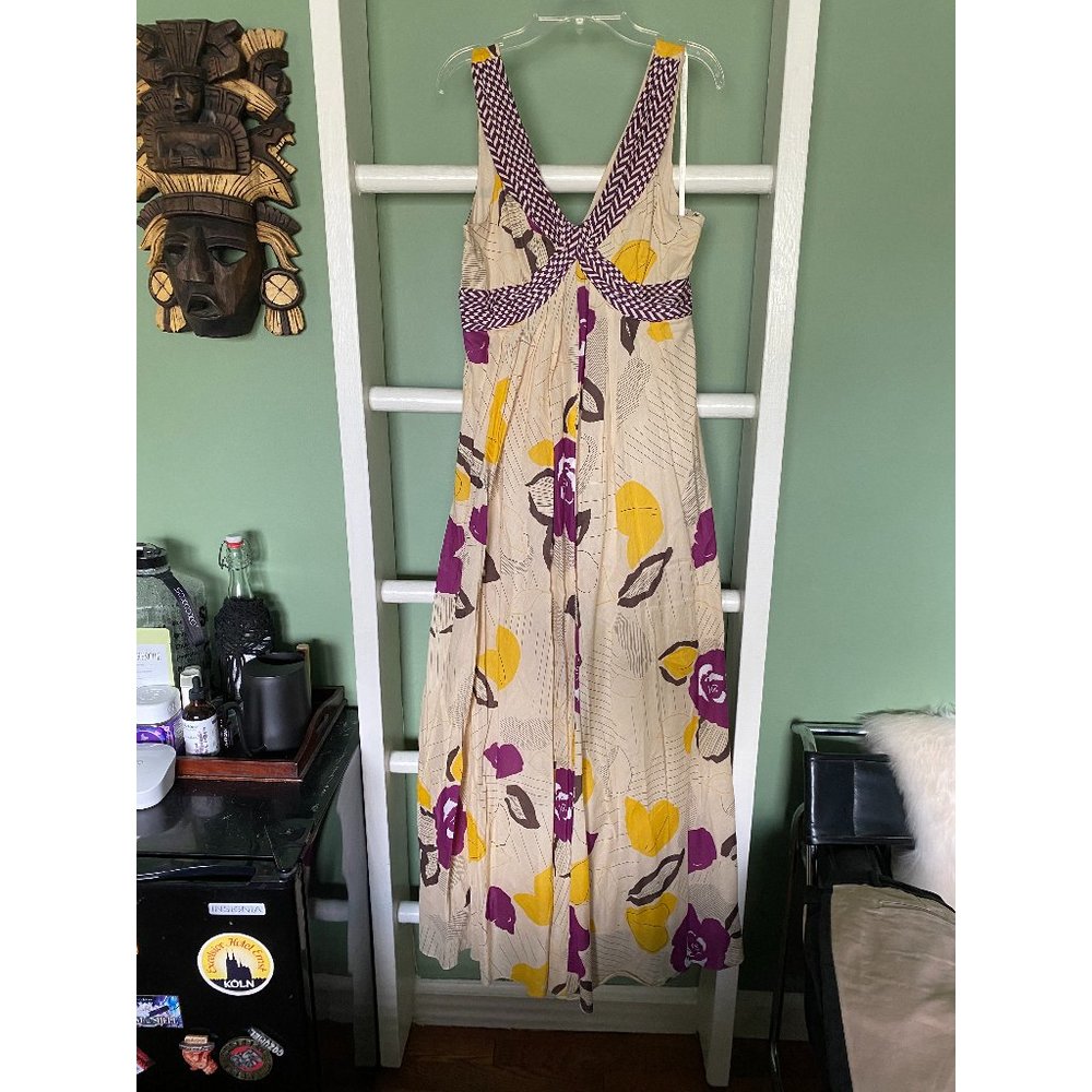 Moulinette soeurs Purple and Yellow floral Cotton Maxi Dress